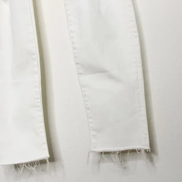 MOTHER Denim NWT White Looker Ankle Fray Raw Hem Jeans Little Miss Innocent 26 - Picture 10 of 16